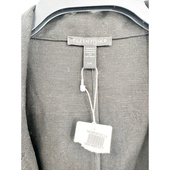 Eileen Fisher Tencel and Linen Slub Blend Black Blazer Jacket Size Large NWT - Picture 4 of 4